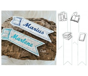 Stickserie ITH - Lesezeichen Bücher Doodle